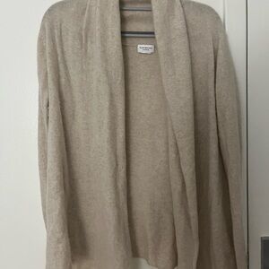 100% Cashmere Club Monaco Tan Open Front Cardigan Sweater